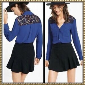 Express Portofino Slim Fit Lace Panel Shirt Small